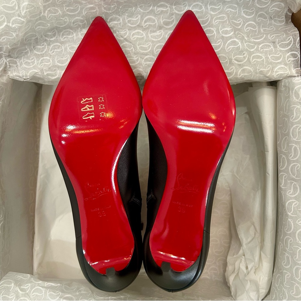 CHRISTIAN LOUBOUTIN SPORTY KATE BOOTY 85 BLACK LEATHER ANKLE BOOT ZIPPER SZ 39 - Picture 13 of 16